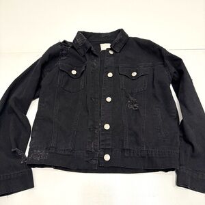 Forever 21 black distress denim jacket size small